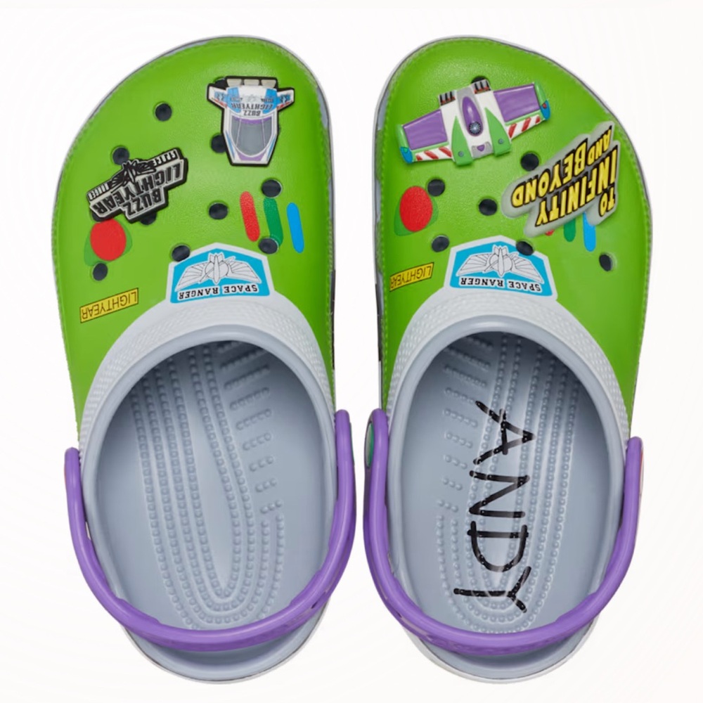 CROCS Kids Clogs - Green and Purple